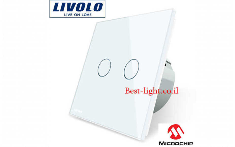 מפסק מגע יחיד מרובע זכוכית לבנה LIVOLO דגם C702-11