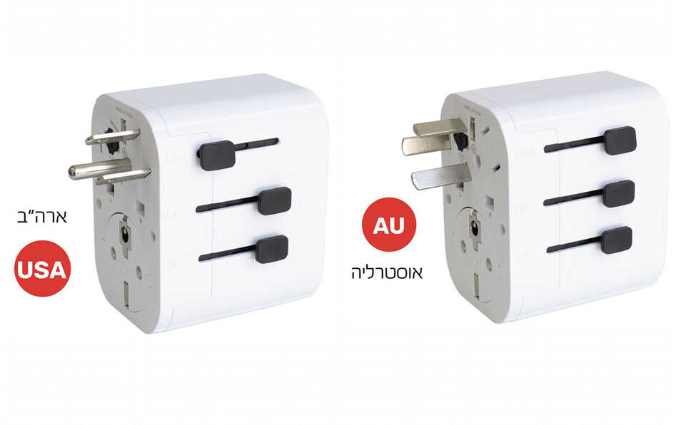 מתאם חשמל אוניברסלי שקע ישראלי לתקע אוניברסלי WiseElectric 909IL 10A