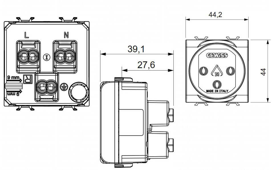 שקע חשמל ישראלי לבן Gewiss Chorus GW10281 2M