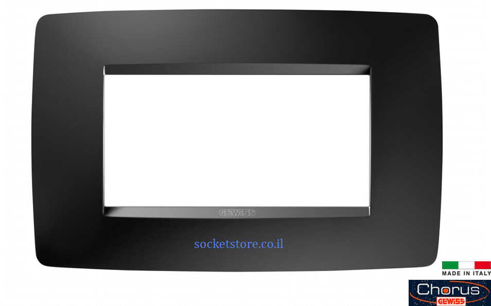 מסגרת מלבנית שחור מט 4 מודול Gewiss Chorus ONE GW16104VN