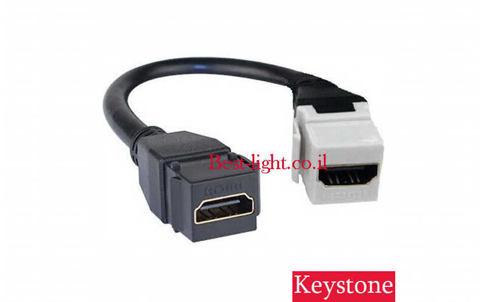 כבל HDMI v1.4 נקבה שחור ולבן לשקע Keystone