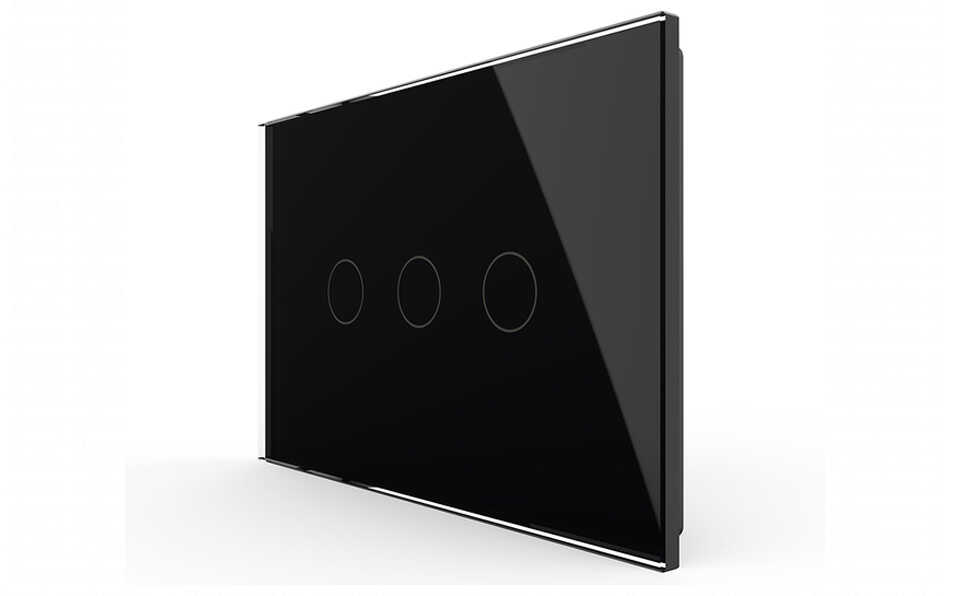 מפסק מגע שלישייה מלבני זכוכית שחורה LIVOLO דגם VL-C903-12