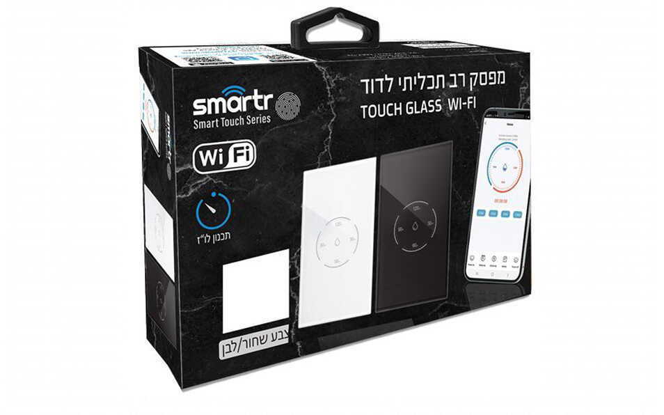 טיימר חכם אנכי לדוד זכוכית שחורה Smarter