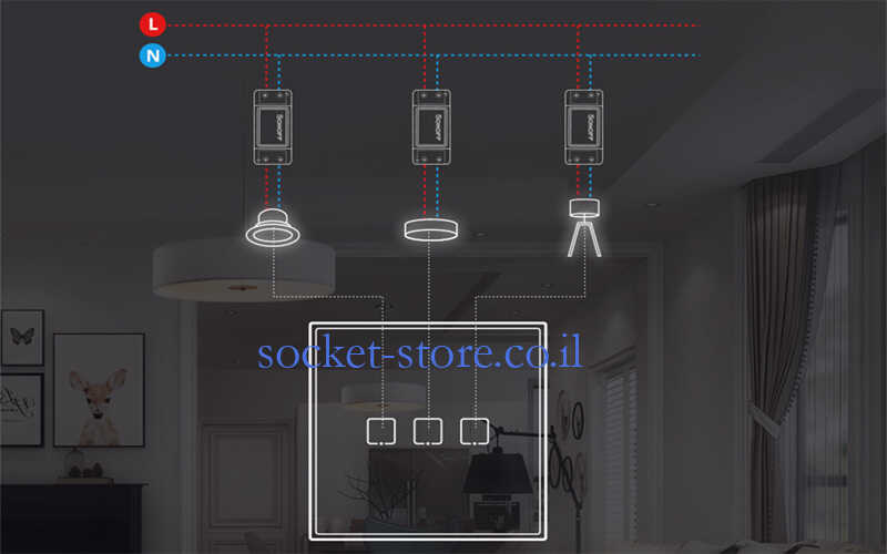 מפסק מגע יחיד נייד אלחוטי SONOFF RF 433MHz דגם T2EU1C-RF