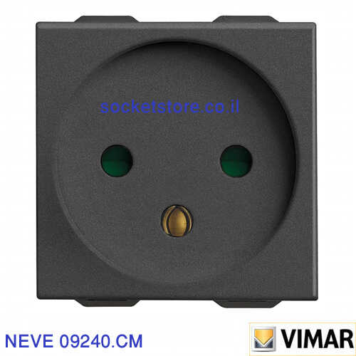 שקע כוח ישראלי שחור מט VIMAR NEVE 09240.CM
