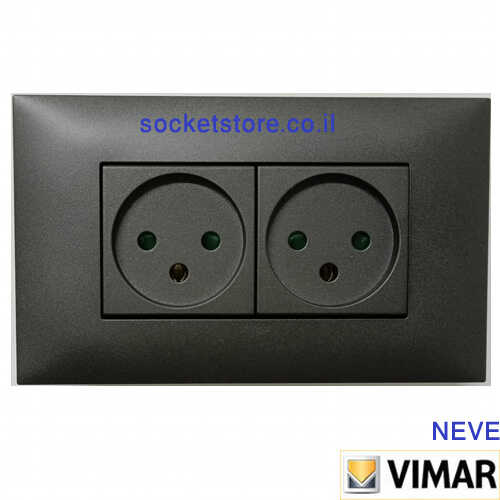שקע כוח ישראלי כפול שחור מט VIMAR NEVE