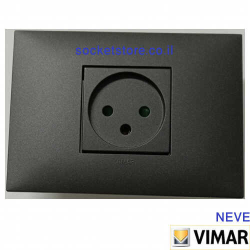 שקע כוח ישראלי יחיד שחור מט VIMAR NEVE