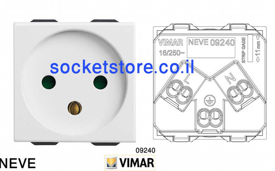 שקע כוח ישראלי לבן VIMAR NEVE UP 09240