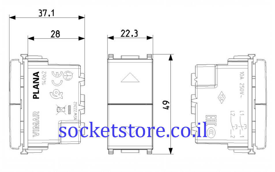 לחצן תריס לבן 1 מודול VIMAR Plana 14062