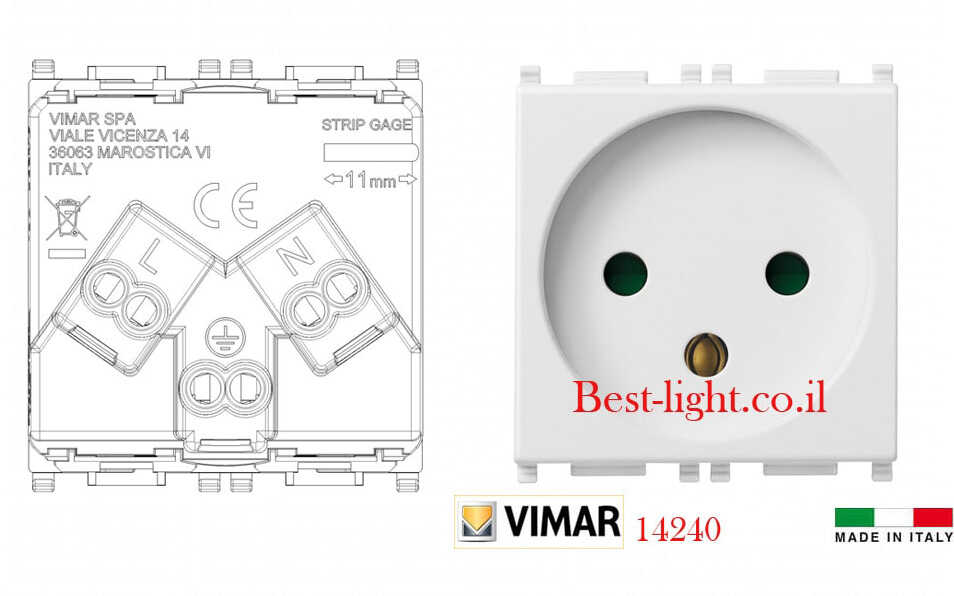 שקע חשמל ישראלי לבן VIMAR Plana 14240